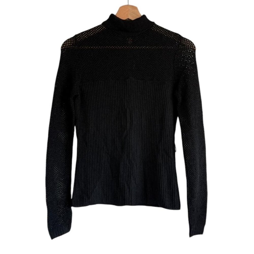 MARBELLA BLACK KEY HOLE KNIT LONG SLEEVE SWEATER TOP WOMENS SMALL